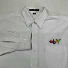 Vintage EBAY Button Down Shirt Promo Logo Embroidered Men’s XL White As-is