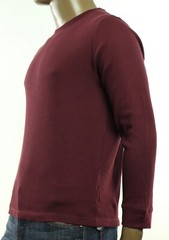 New John Ashford Mens Red Plum Crew Neck Long Sleeve Waffle Thermal T Shirt S