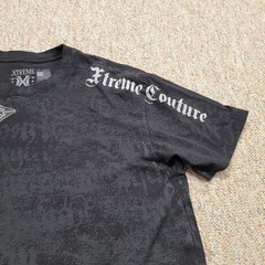 Xtreme Couture Shirt Mens 2XL Black All Over Print Cross Wings Tribal Grunge
