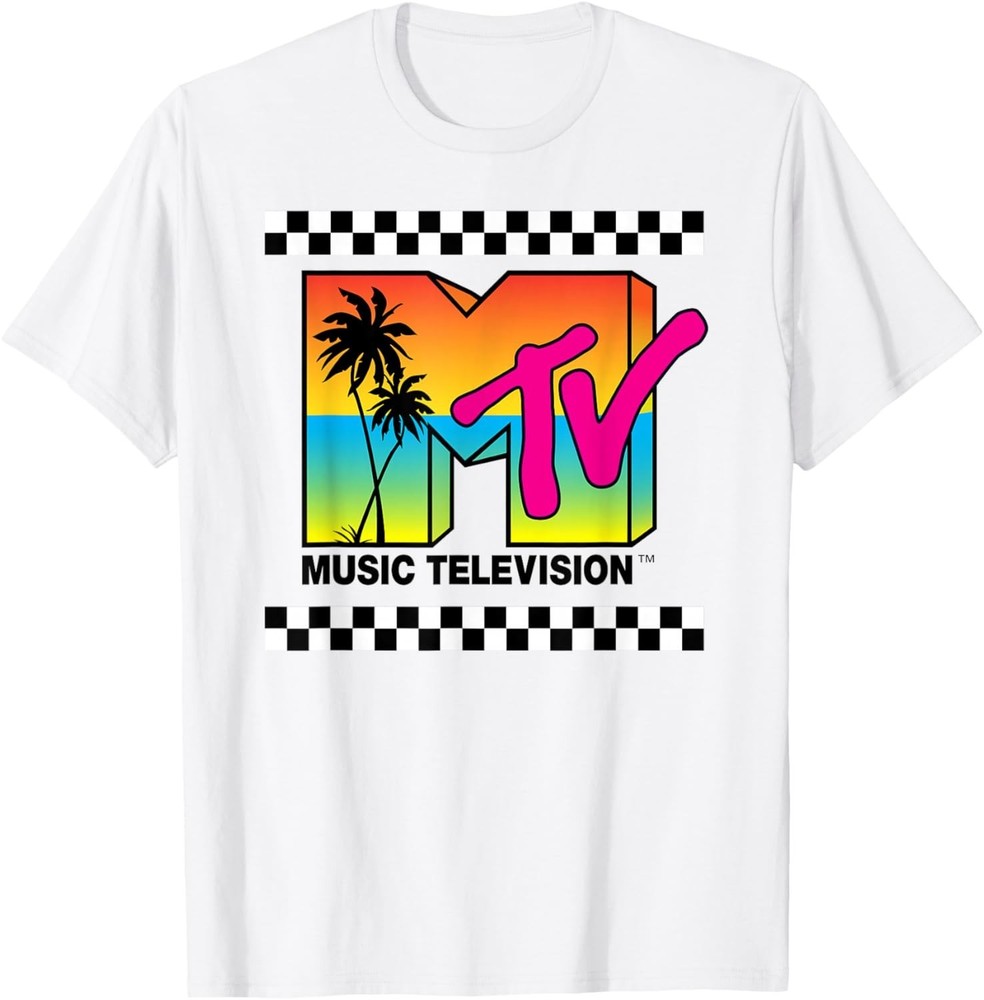 Classic MTV Sunset Logo T-Shirt Vintage 80s Music TV Style Retro Graphic Tee
