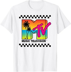 Classic MTV Sunset Logo T-Shirt Vintage 80s Music TV Style Retro Graphic Tee