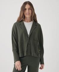 Pact Tops Outerwear Women’S Airplane Relaxed Blazer Large Evergreen Heather
