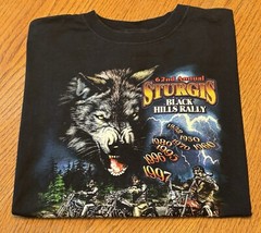 2002 Sturgis Biker T Shirt Mens Black XL Wolf 62nd Annual Black Hills