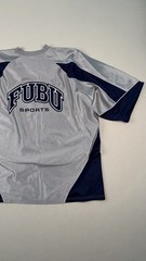 Vintage FUBU Sports Jersey XXL Grey Navy Mesh Y2K Hip Hop Streetwear Shirt