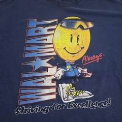 Walmart Vintage 90s Striving For Excellence Smiley T Shirt Mens 2XL Employee Tee