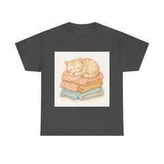 Cozy Scene Of A Sleeping Cat On A Pile Of Laundry Shirt, Cozy Aesthetic Tee, …
