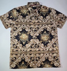 BAROQUE GOLD MEDUSA Mens L Shirt Y2K Button Up Italian Designer Geometric