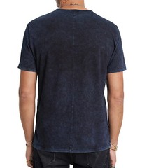 John Varvatos Men’s Gould Peace Sign Spray Wash Crew Cotton T-Shirt Oiled Blue S