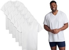 6 White Tall Man 3XLT 54-56 Inch V-Neck T-Shirts Fruit Of The Loom 3EG 137-142CM