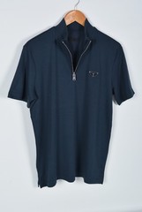 Men’s Prada Navy Blue Zip-Up Polo Shirt M Short Sleeve