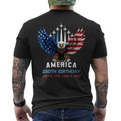 250 Years 1776 2026 Birthday Eagle Jets Flag 4th of July Men T-Shirt
