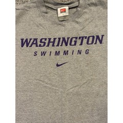 Nike T-Shirt Mens M Gray Washington Swimming Short Sleeve Graphic Tee Athletic