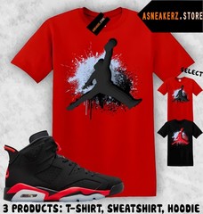 Shirt Matching AJ 6 Infrared Salesman 2026 Match Sneaker Jumpman Paint T-Shirt