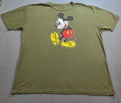 Disney Mickey Mouse Shirt Mens 2XL OD Green Graphic Tee Short Sleeve Cotton