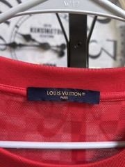 LOUIS VUITTON Men’s LV monogram crystal patch damier T-Shirt – red – XXL 2XL