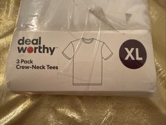 NWT Deal Worthy 3 Pack Crew Neck T-Shirts Cotton Blend White Size XL 46-48″