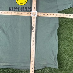 Gildan Happy Camper Smiley Face Bucket Hat Graphic T-Shirt Olive Green XL