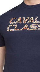 Cavalli Class Navy Logo Animal Print Fashion T-Shirt-