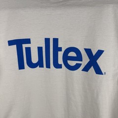 RARE Vintage Single Stitch Tultex Test Print T Shirt Large USA Made White Blue