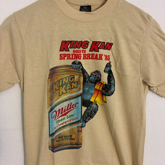 Vtg 80s Miller High Life Beer Spring Break 85 Shirt M Paper Thin USA Gorilla Tee