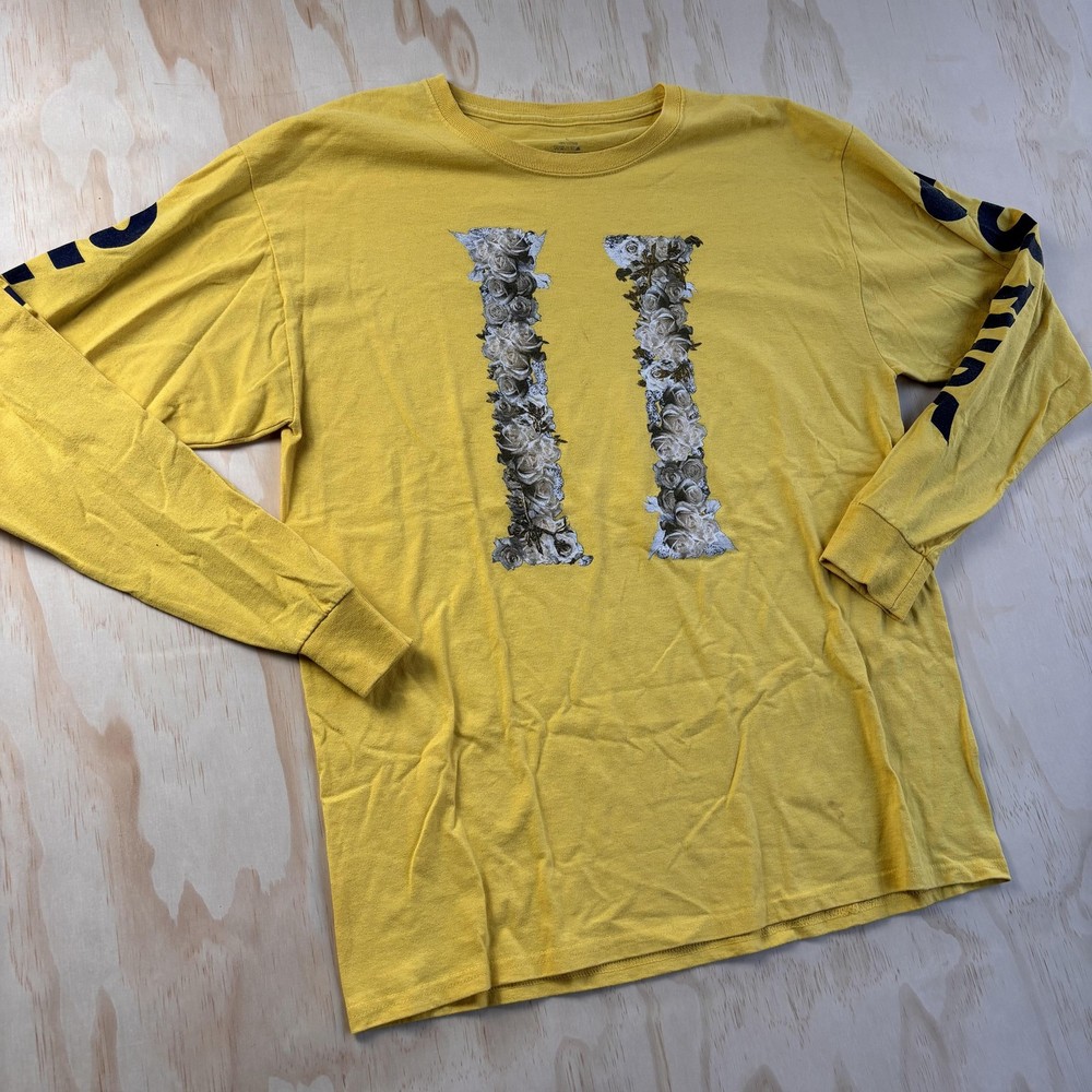 Migos Culture II Shirt Mens Large Yellow Floral Graphic Long Sleeve Tee T-Shirt