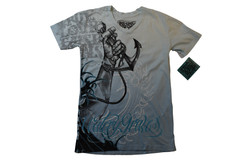 True Love False Idols Mens TLFI Last Rites Sky Blue V-Neck Shirt NWT S