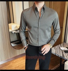 Men’s Long Sleeved Shirt Spring Fashion Slim Fit Business Casual Shirt Tops