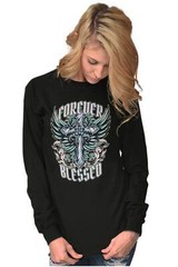 Affliction Forever Blessed Cross With Wings Long Sleeve Tshirt for Men or Women