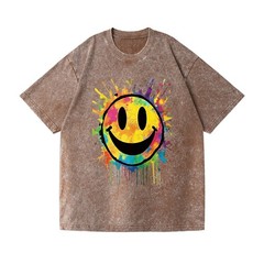 Unisex Retro Smiley Face Oversized Shirt Hippie Casual Aesthetic Streetwear Tee