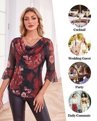 Womens Tops Dressy Casual: Lightweight Womens Spring Tops – Cowl Neck Floral …