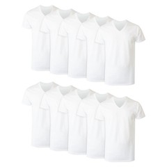 Men’s V-Neck Cotton Undershirt 10-Pack Moisture Wicking White Tee Value Pack