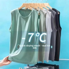 Men’s Ice Silk Mesh Vest Lightweight Sports Summer Wear Sleeveless T-shirt Tank
