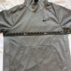 Nike Hoodie Shirt Men Medium Gray Dri-FIT Short Sleeve Pullover Pocket