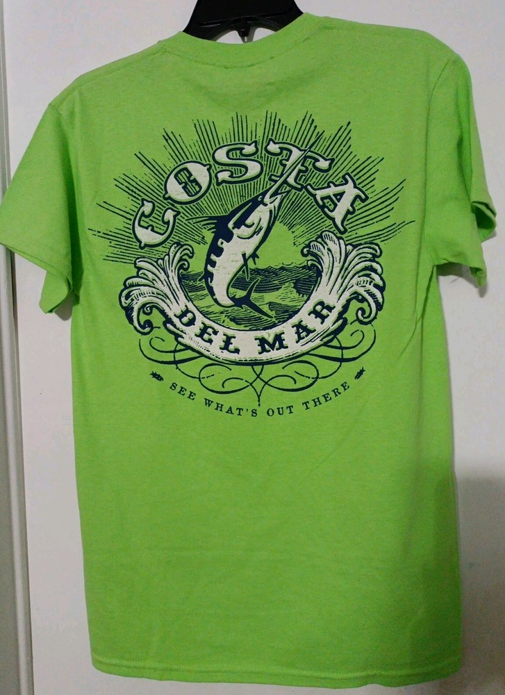 Costa Del Mar Men’s See What’s Out There Short Sleeve T Shirt Lime Green Fish Sm
