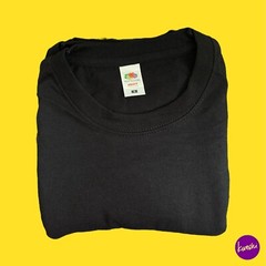 FRUIT OF THE LOOM Men’s Crew Neck T-Shirts, Set of 5, Cotton, Black, UK S | EU S
