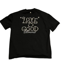 GOODBRAND “LOVE IS GOOD” 24SS Tee Mens Black Pearl Studded T-Shirt Size Large