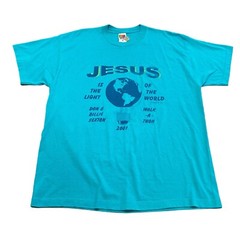 Vintage Jesus Tee Shirt Top Bible Verse Biblical God XL Y2K Walk A Thon Marathon