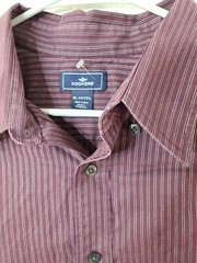 Dockers Mens XL Maroon Striped Long Sleeve Maroon Button Up Shirt