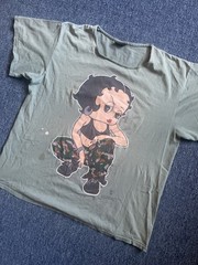 1997 Vintage Betty Boop Army Tough Chick Girls Rule Round Neck T-shirt One Size