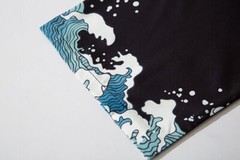 Niepce Streetwear Japanese Black Kimono Graphic Tee Cranes Short Sleeves Shirt