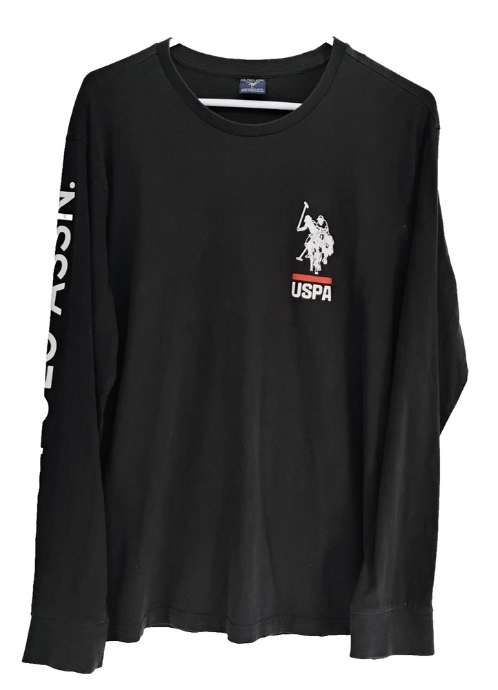US Polo Assn USPA Black Long Sleeve Shirt Mens Large