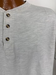 Vintage 90s Ribbed Henley Shirt Men XL Boxy Minimalist Casual Outdoors Midweight