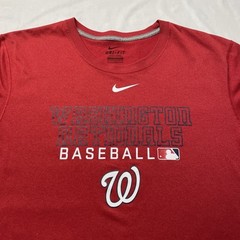 Nike Washington Nationals T-Shirt Men’s Large MLB Baseball Team Dri-Fit Red Logo