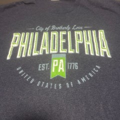 Delta Pro Weight Mens Philadelphia Graphic T-Shirt L Blue Gray Short Sleeve Tee