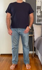 Goodfellow & Co Standard Navy Blue Size XL Cropped Cut Off Crewneck T-Shirt