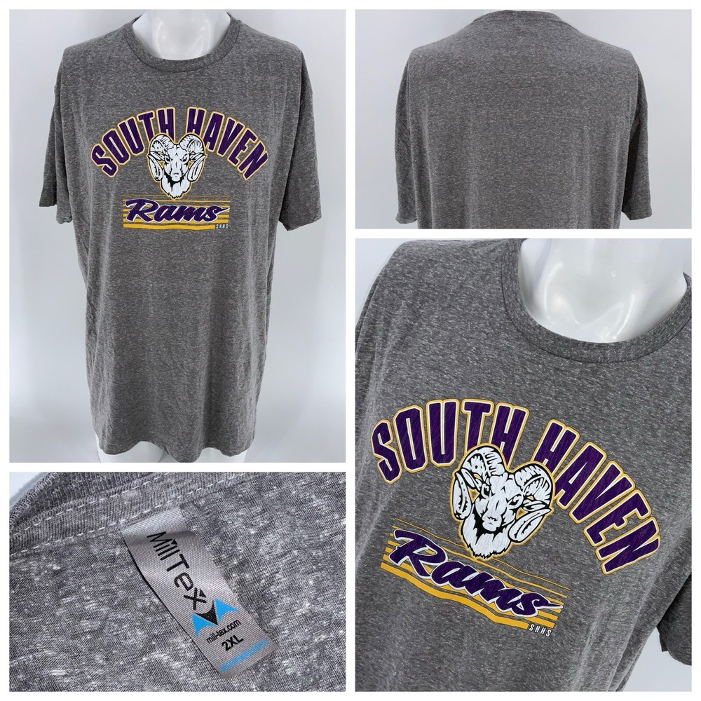 South Haven Rams Mill Tex T-Shirt XXL Men Gray Poly Cotton Rayon YGI V4-14