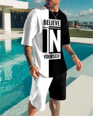 Summer Short Sleeve T-shirt Set Fashion Two Piece Street Short Sleeve 3D Printed