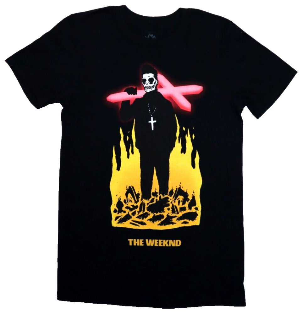 THE WEEKND XO SIZE S ANARCHY TOUR SHIRT MORNING CROSS SKULL FLAMES CONCERT MUSIC