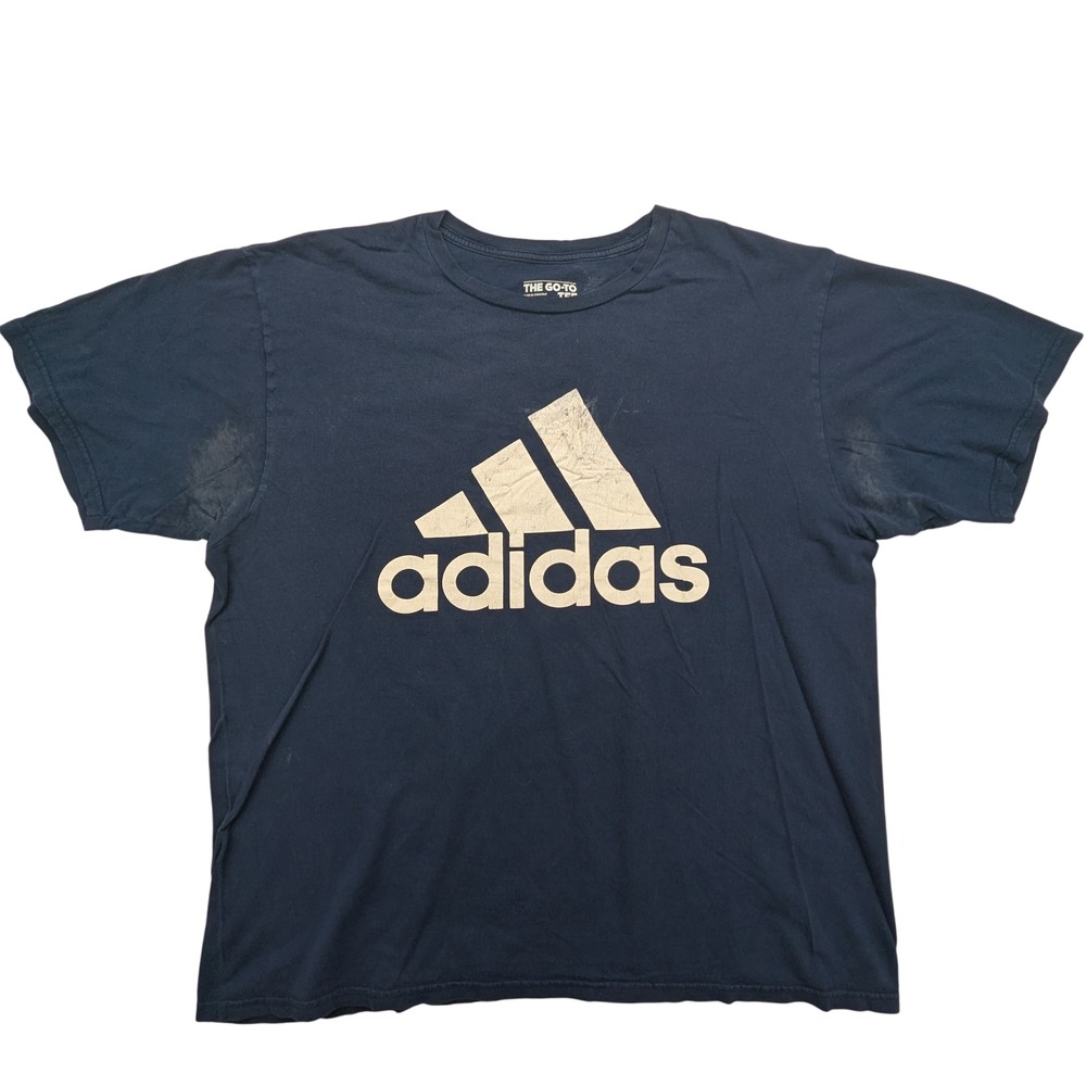 Adidas Shirt Mens XL The Go-To Tee Logo Graphic Crewneck Blue Athletic Casual