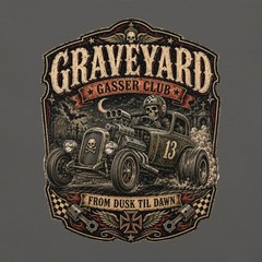 Graveyard Gasser Club 100% Cotton T-Shirt Hot Rod Racing Zombie Horror Tee S-4XL